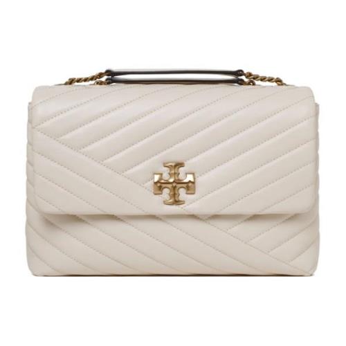 Tory Burch Kräm Skuldväska med Guld Hardware White, Dam