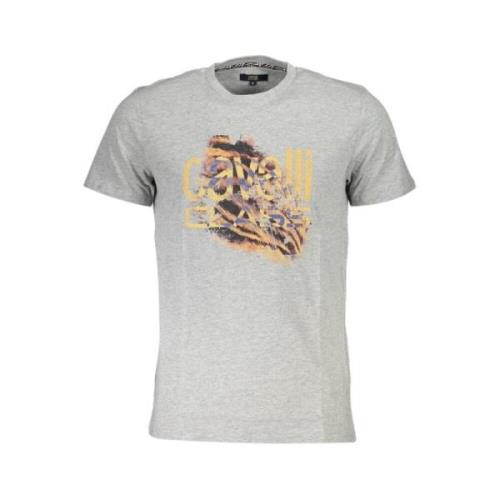 Cavalli Class Grå Bomull Tryck Logo T-shirt Gray, Herr