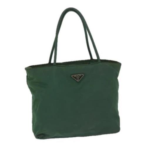 Prada Vintage Pre-owned Nylon handvskor Green, Dam