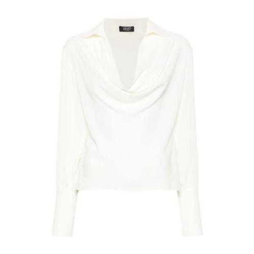 Liu Jo Vit Draperad Cowl Neck Skjorta White, Dam