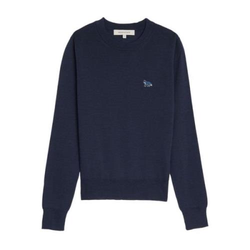 Maison Kitsuné Blått Rävmotiv Tröja Blue, Dam