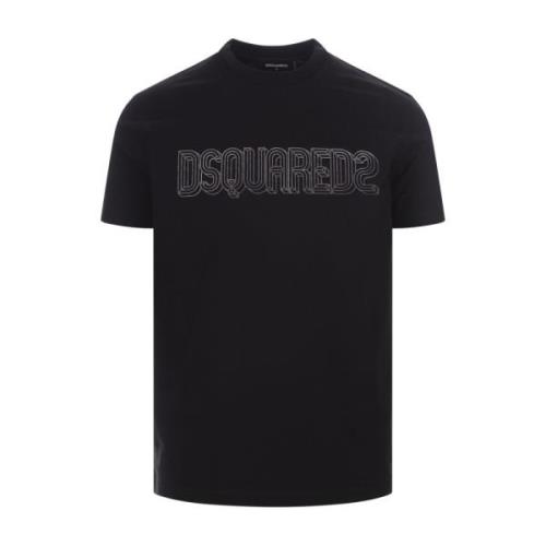 Dsquared2 Svart Bomull T-shirt med 3D Bokstavsprint Black, Herr