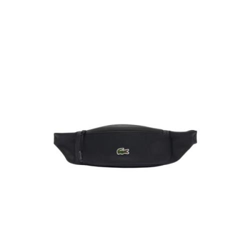 Lacoste Svart PU Läder Dragkedja Midjeväska Black, Unisex