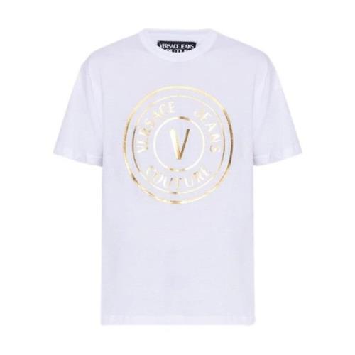 Versace Jeans Couture Avslappnad Bomull T-shirt för Män White, Herr