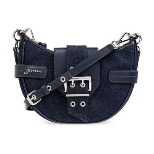 Ganni Denim axelväska Blue, Dam