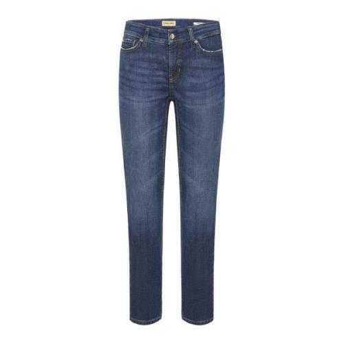 Cambio Mörk Denim Cropped Jeans Blue, Dam