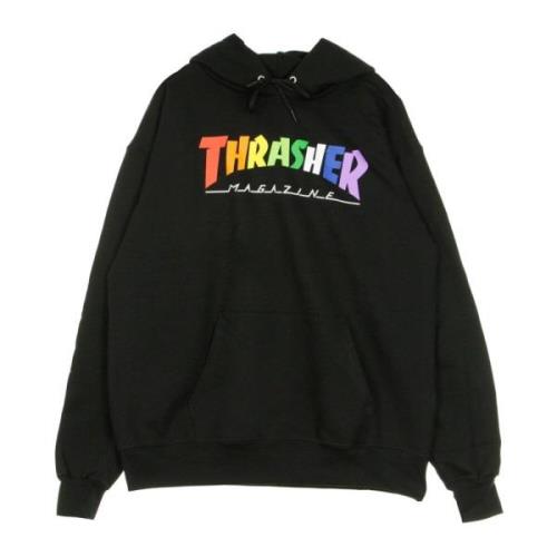 Thrasher Regnbåge Mag Svart Hoodie Herr Black, Unisex