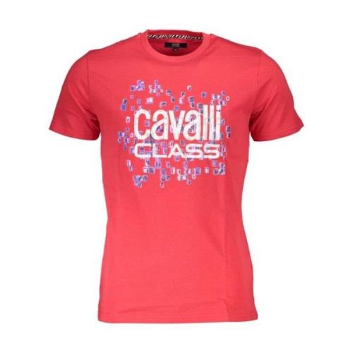 Cavalli Class Röd Logo Print Rund Hals T-shirt Red, Herr