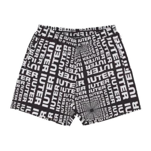 Iuter Svarta Simshorts med Elastisk Midja Black, Herr