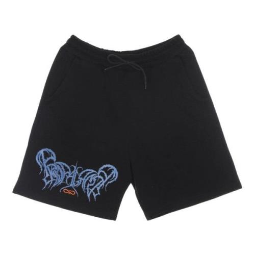 Propaganda Svarta Sweatshorts Elastisk Midja Lättvikt Black, Herr