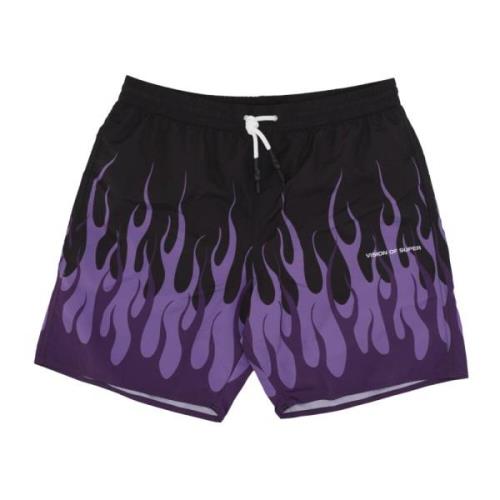 Vision OF Super Flames Badshorts Svart/Lila Black, Herr