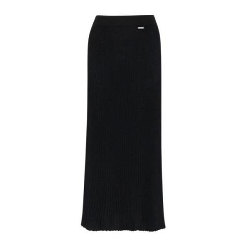 Kiton Metallic Wool Pencil Skirt Black, Dam