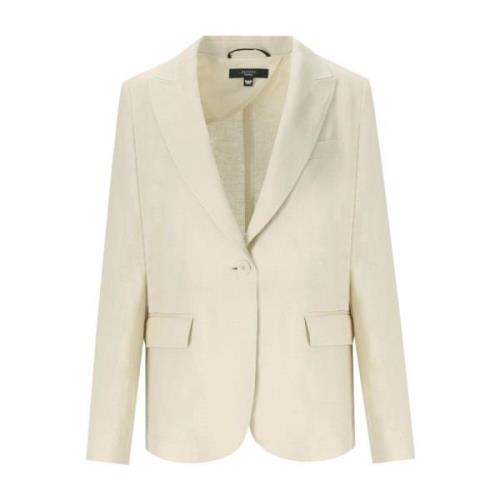 Max Mara Weekend Sand Linne Single-Breasted Blazer Beige, Dam