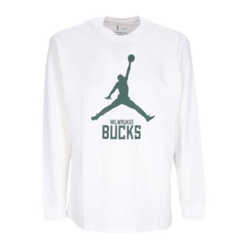 Jordan Milwaukee Bucks Långärmad T-shirt White, Herr