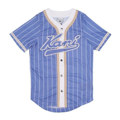 Karl Kani Pinstripe Baseball Shirt Coat Lila/Vit Purple, Dam