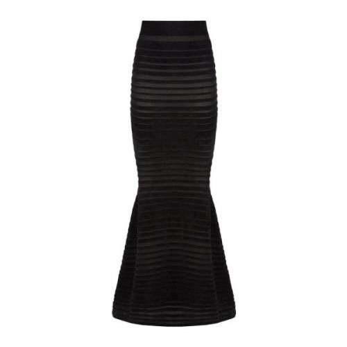 Nina Ricci Svart Tonal Stripe Mermaid Kjol Black, Dam