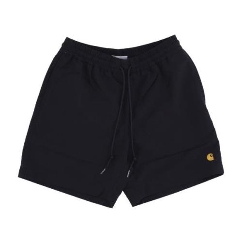 Carhartt Wip Svart/Guld Badshorts med Fickor Black, Herr