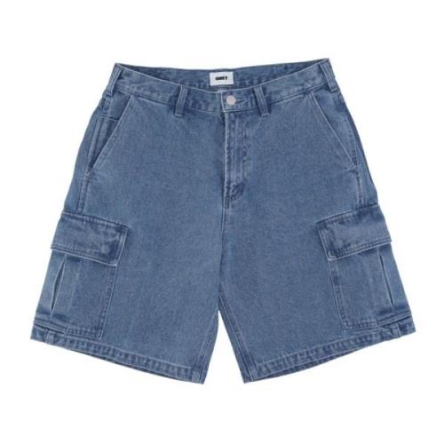 Obey Cargo Denim Shorts Ljus Indigo Blue, Herr