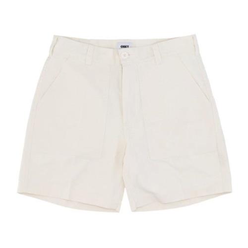 Obey Verktyg Twill Korta Byxor White, Herr