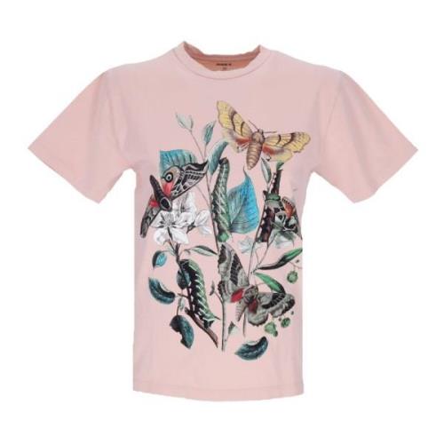 Obey Rosa Lera Mott Tryck Tee Kvinnor Pink, Dam