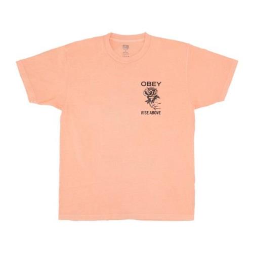 Obey Klassisk Pigment Tee i Persika Parfait Pink, Herr