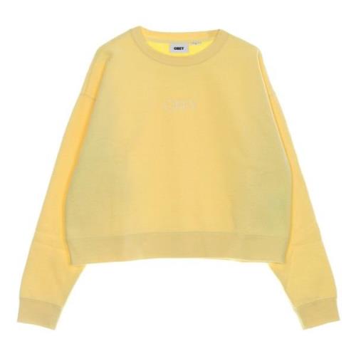 Obey Character Cropped Crewneck Sweatshirt Yellow, Dam