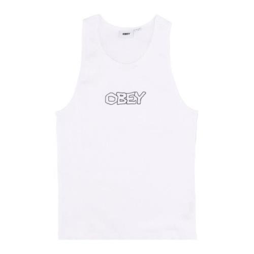 Obey Vit Ribbad Tanktop White, Dam