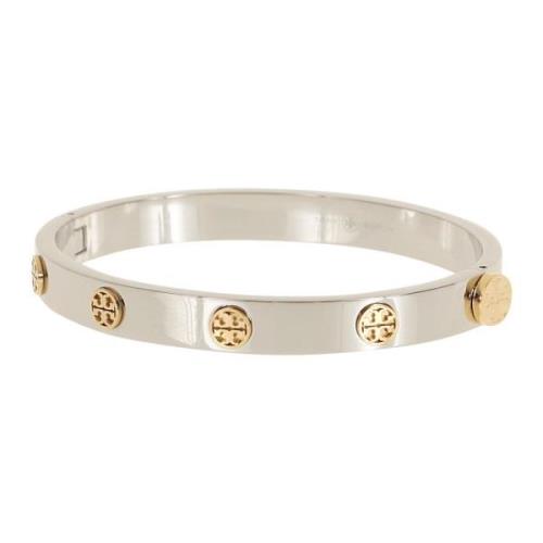 Tory Burch Stud Hinge Armband i Guld och Silver Gray, Dam