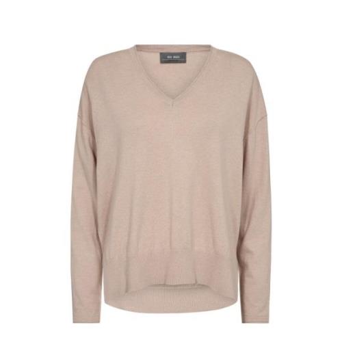 MOS Mosh V-Neck Knit Strik Rose Smoke Beige, Dam