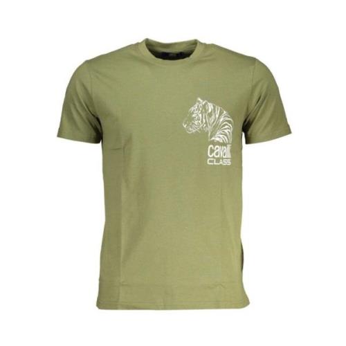 Cavalli Class Grön Bomull Logo Print T-shirt Green, Herr