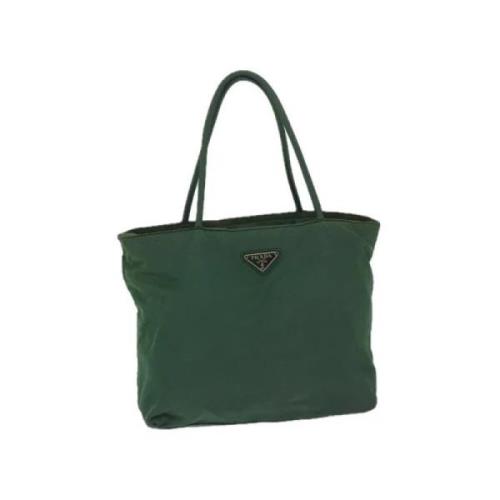 Prada Vintage Pre-owned Nylon handvskor Green, Dam