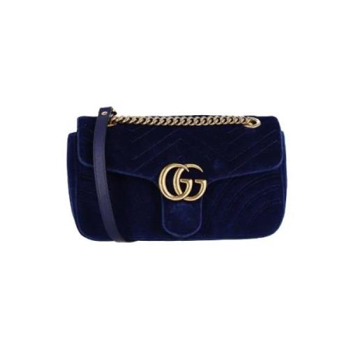 Gucci Vintage Pre-owned Sammet gucci-vskor Blue, Dam