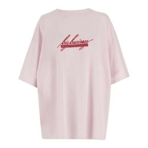 Martine Rose Bomull T-shirt Crew Neck Logo Print Pink, Herr