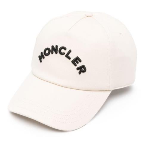 Moncler Vit Broderad Bomullsmössa White, Herr