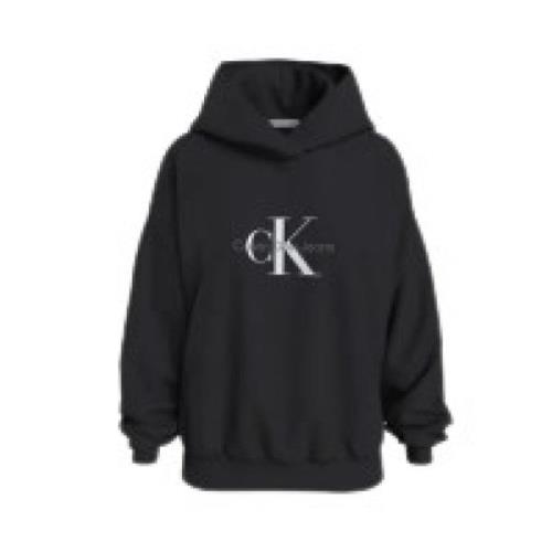 Calvin Klein Monologo Oversized Hoodie Svart Black, Herr