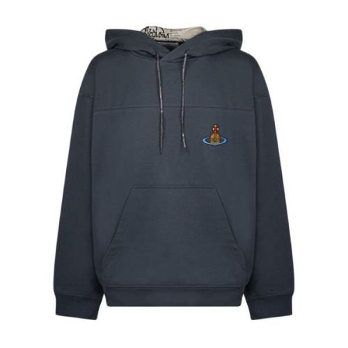 Vivienne Westwood Grå Raglan Hoodie med Broderat Logotyp Gray, Herr