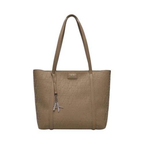 Armani Exchange Beige Shopper Väska Elegant Metall Detaljer Beige, Dam