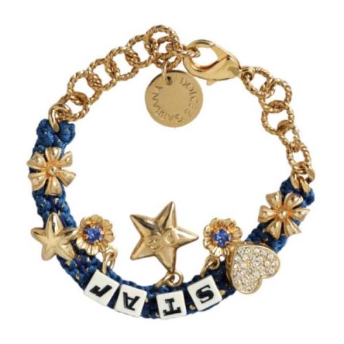 Dolce & Gabbana Stjärnkedja Charm Armband Guld Blå Yellow, Dam