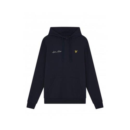 Lyle & Scott Broderad bokstav huvtröja navy Blue, Herr