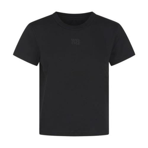 Alexander Wang Svart Logo Tee Med Halsband Black, Dam