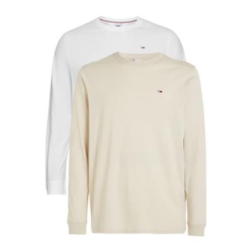 Tommy Jeans 2-Pack Ekologiska Bomull T-Shirts - Vit Beige, Herr