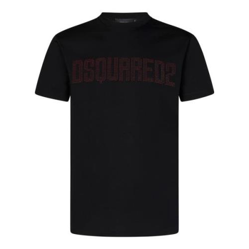 Dsquared2 Svart Kristall Logo T-shirt Black, Herr