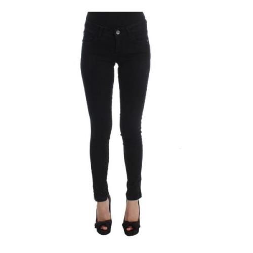 Costume National Svarta Slim Fit Jeans med Logo Black, Dam