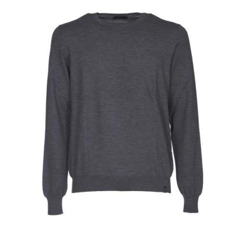 Fay Antracitgrå Crew Neck Sweater Gray, Herr