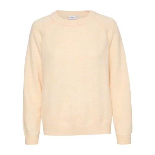 Saint Tropez Ice Melange Stickad Tröja Beige, Dam