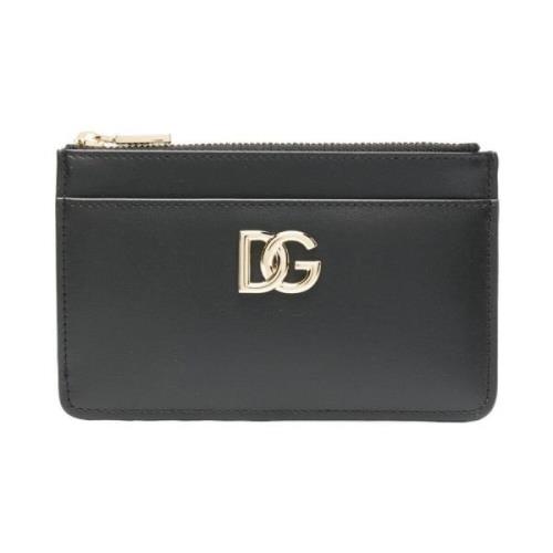 Dolce & Gabbana Svart Logo-Plaque Dragkedja Plånbok Black, Dam