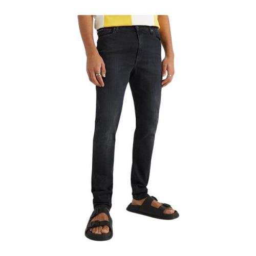 Tommy Jeans Slim Stretch Bomull Jeans - Mörk Denim Black, Herr