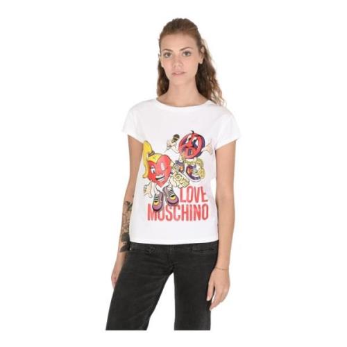 Love Moschino Vit Bomull Spandex T-shirt White, Dam