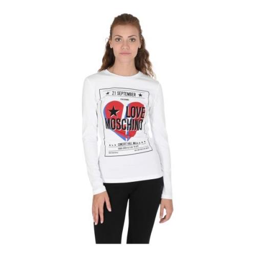 Love Moschino Vit Bomull Spandex T-shirt White, Dam