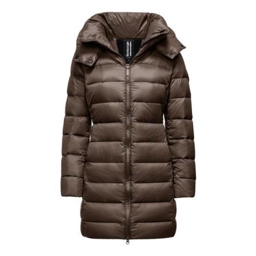 BomBoogie Stretch Nylon Down Jacket with Detachable Hood Brown, Dam